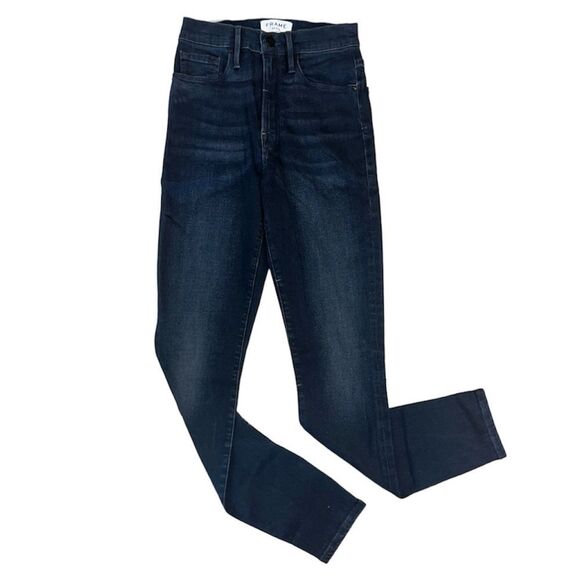 Frame Denim Le High Distressed High-Rise Skinny Jeans In Indigo - Picture 2 of 6